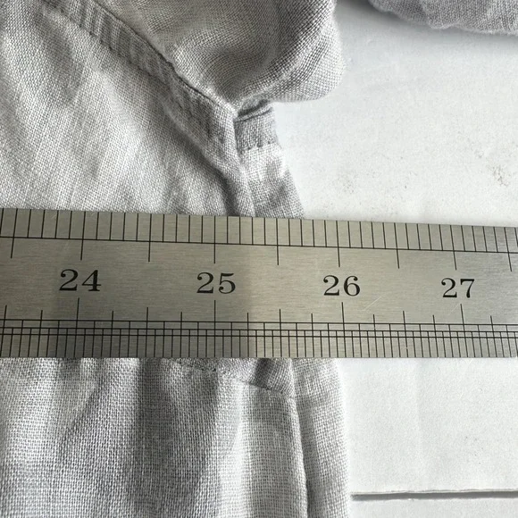 C&C California Beachy Grey Camo 100% Linen Hooded Tunic Plus Sz. 1X Button Back - Picture 6 of 10